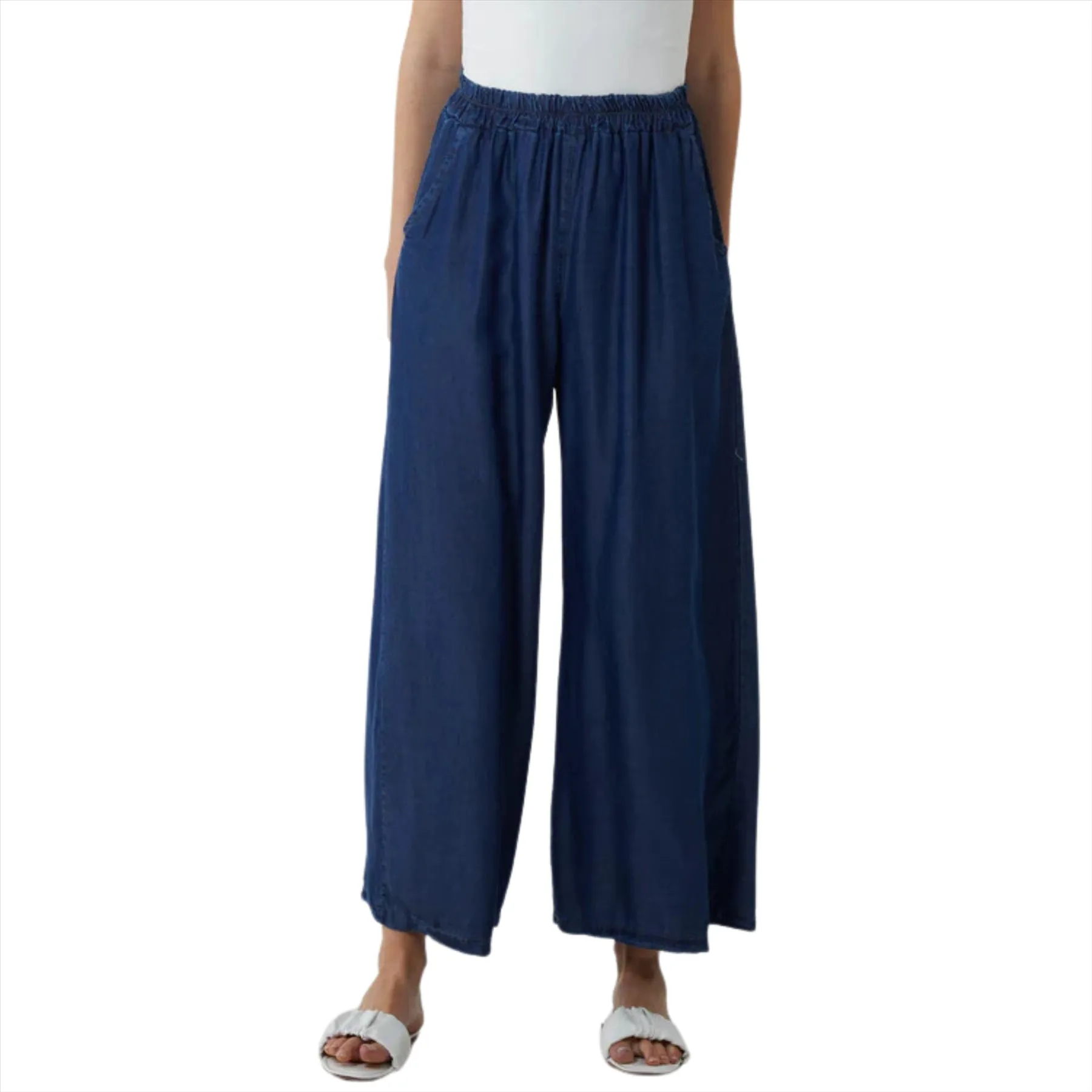 Elasticated Waist Wide Leg Culottes | Dark Denim | One Size