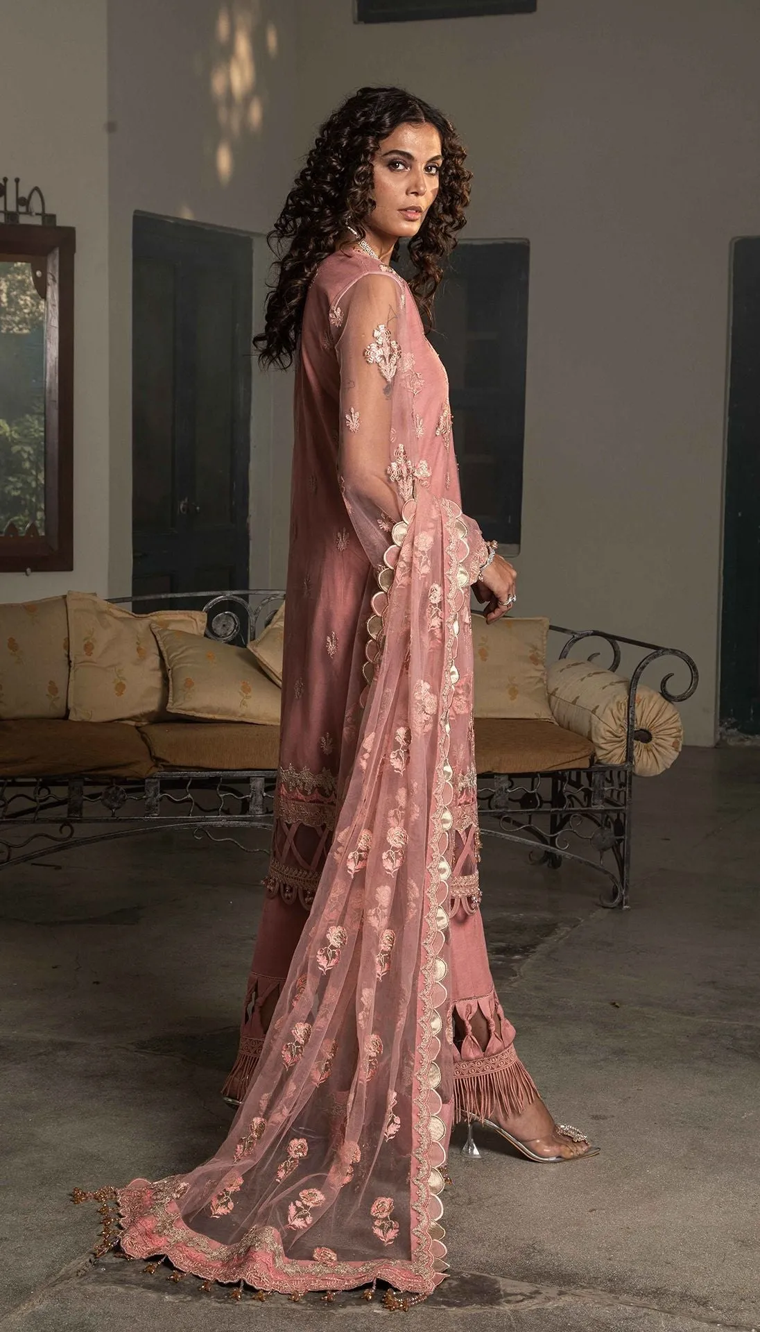 Embroidered Pakistani Suit in Soft Pink Shade #PF320