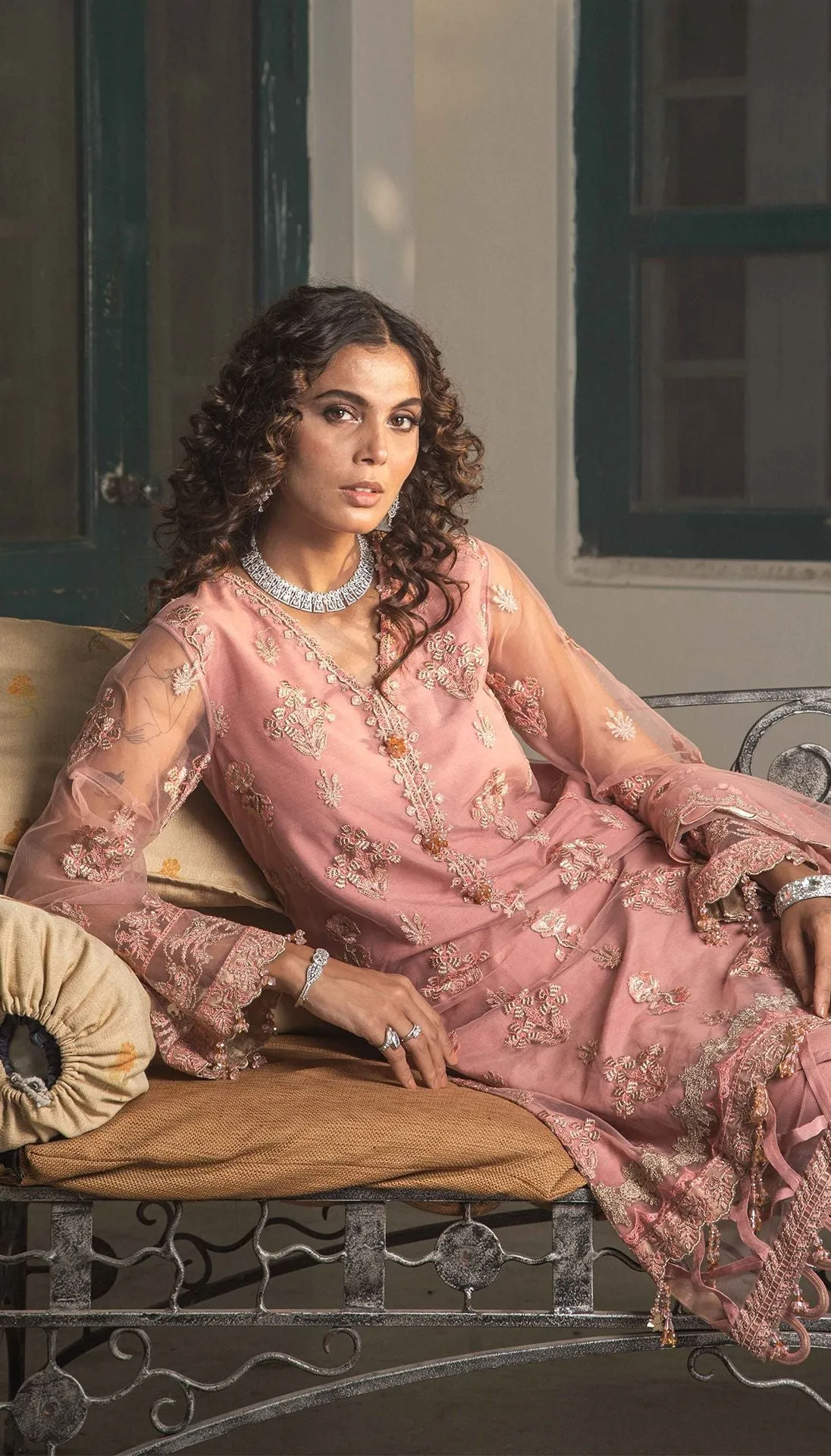 Embroidered Pakistani Suit in Soft Pink Shade #PF320