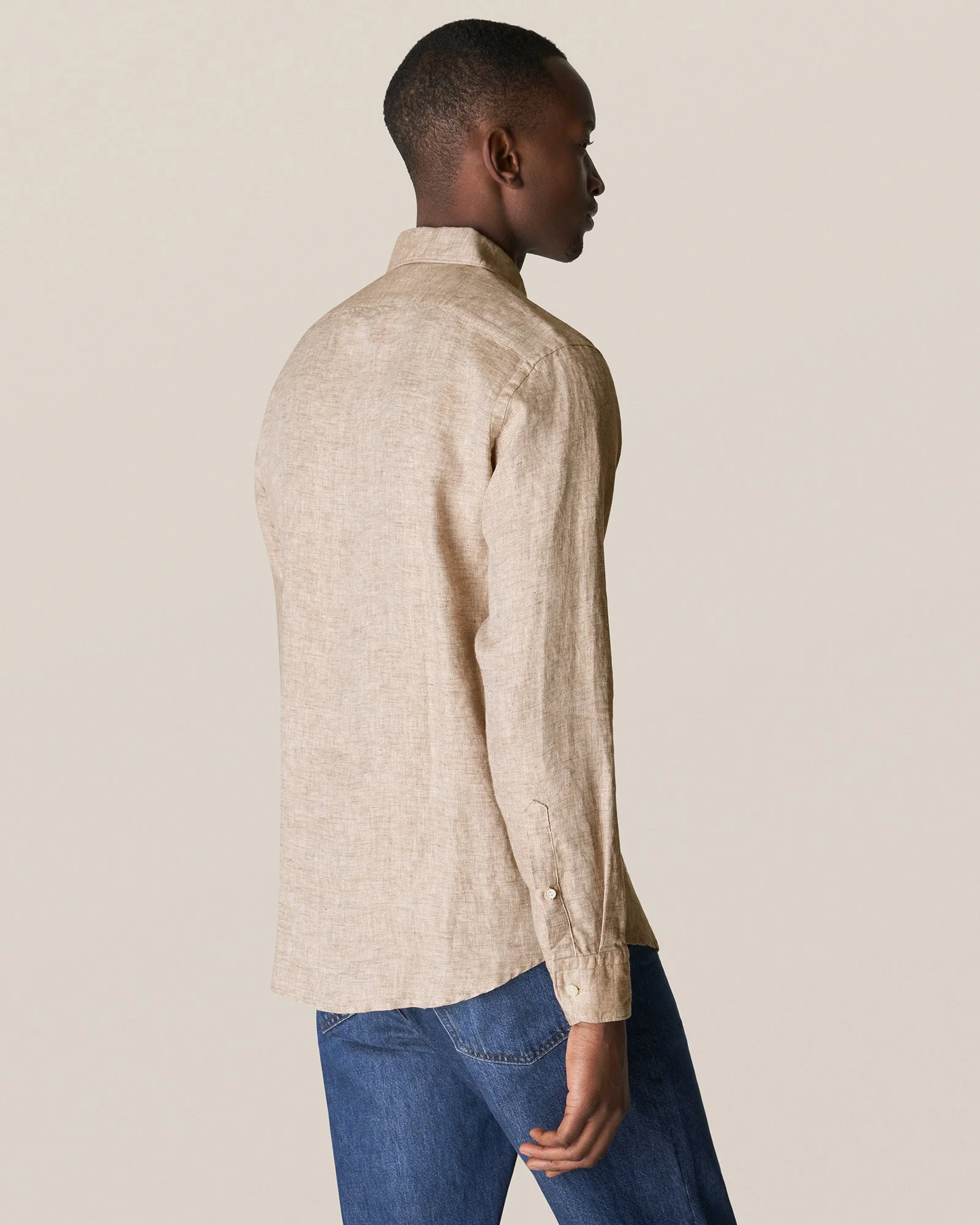 ETON 10000321738 OATMEAL SLIM LINEN SC SHIRT