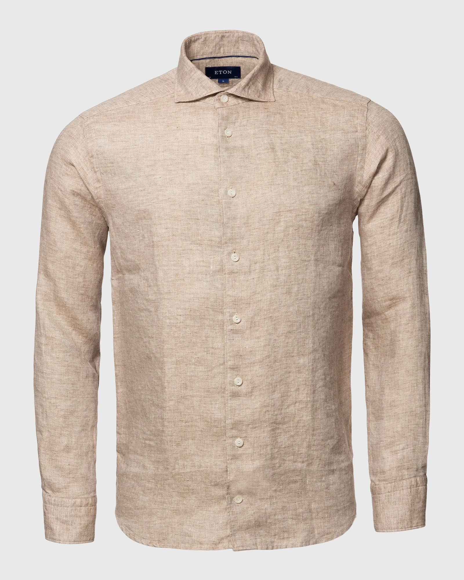 ETON 10000321738 OATMEAL SLIM LINEN SC SHIRT