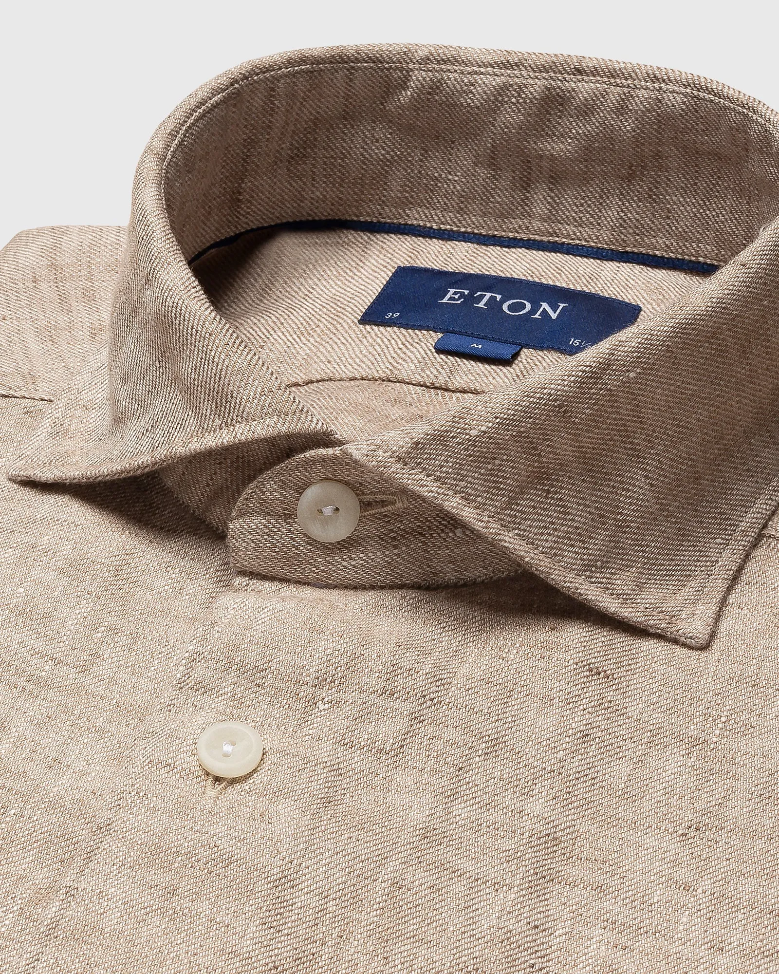 ETON 10000321738 OATMEAL SLIM LINEN SC SHIRT