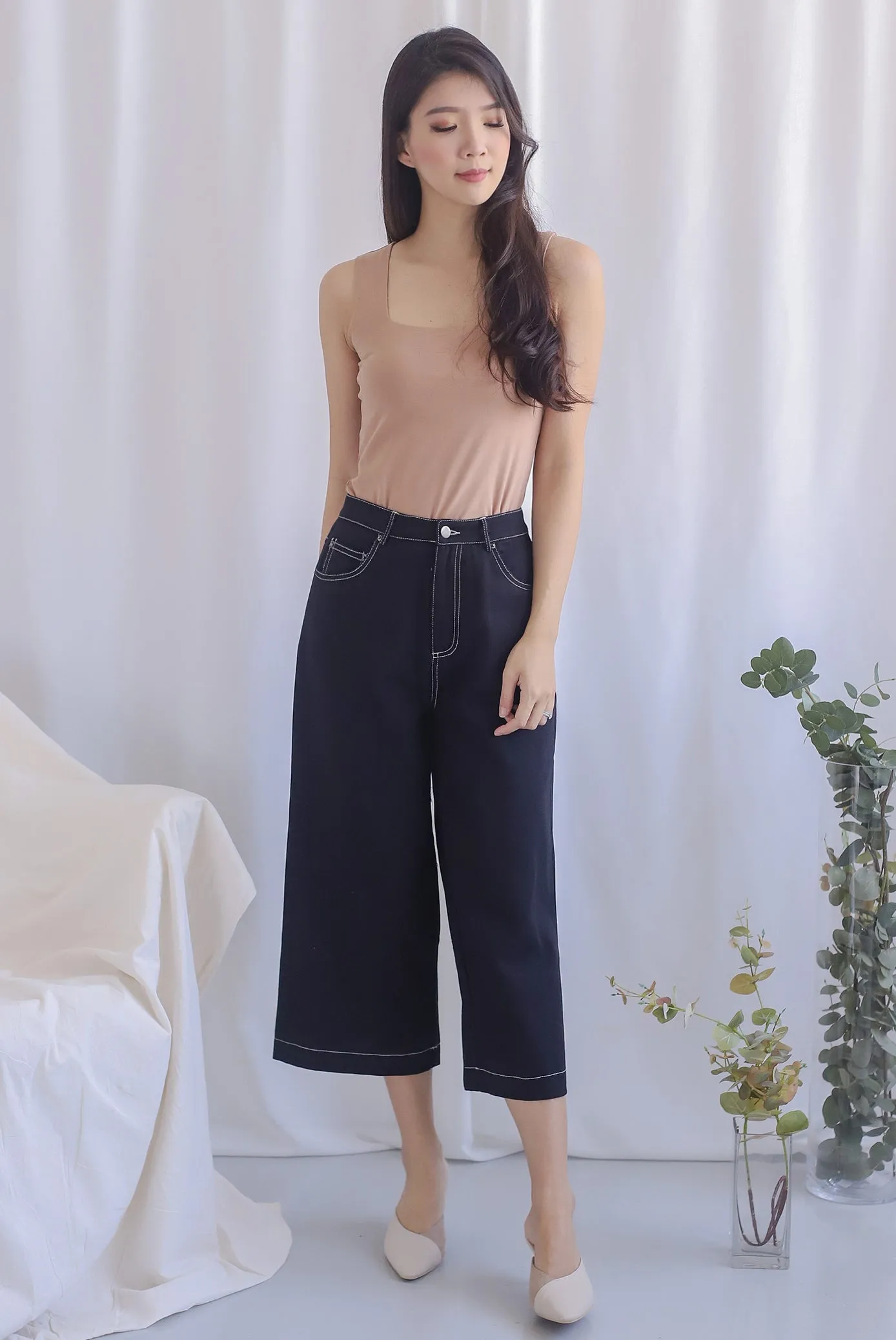 Everetti Denim Culottes In Black