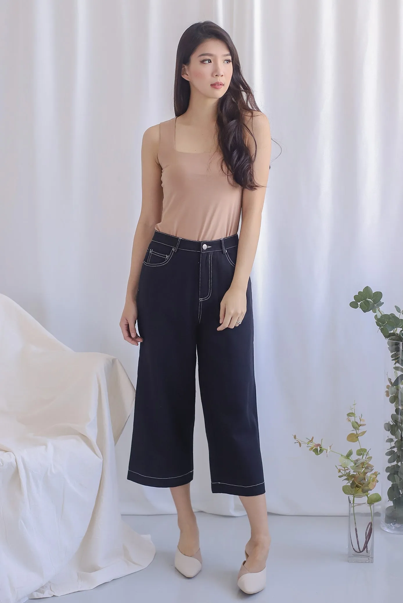 Everetti Denim Culottes In Black