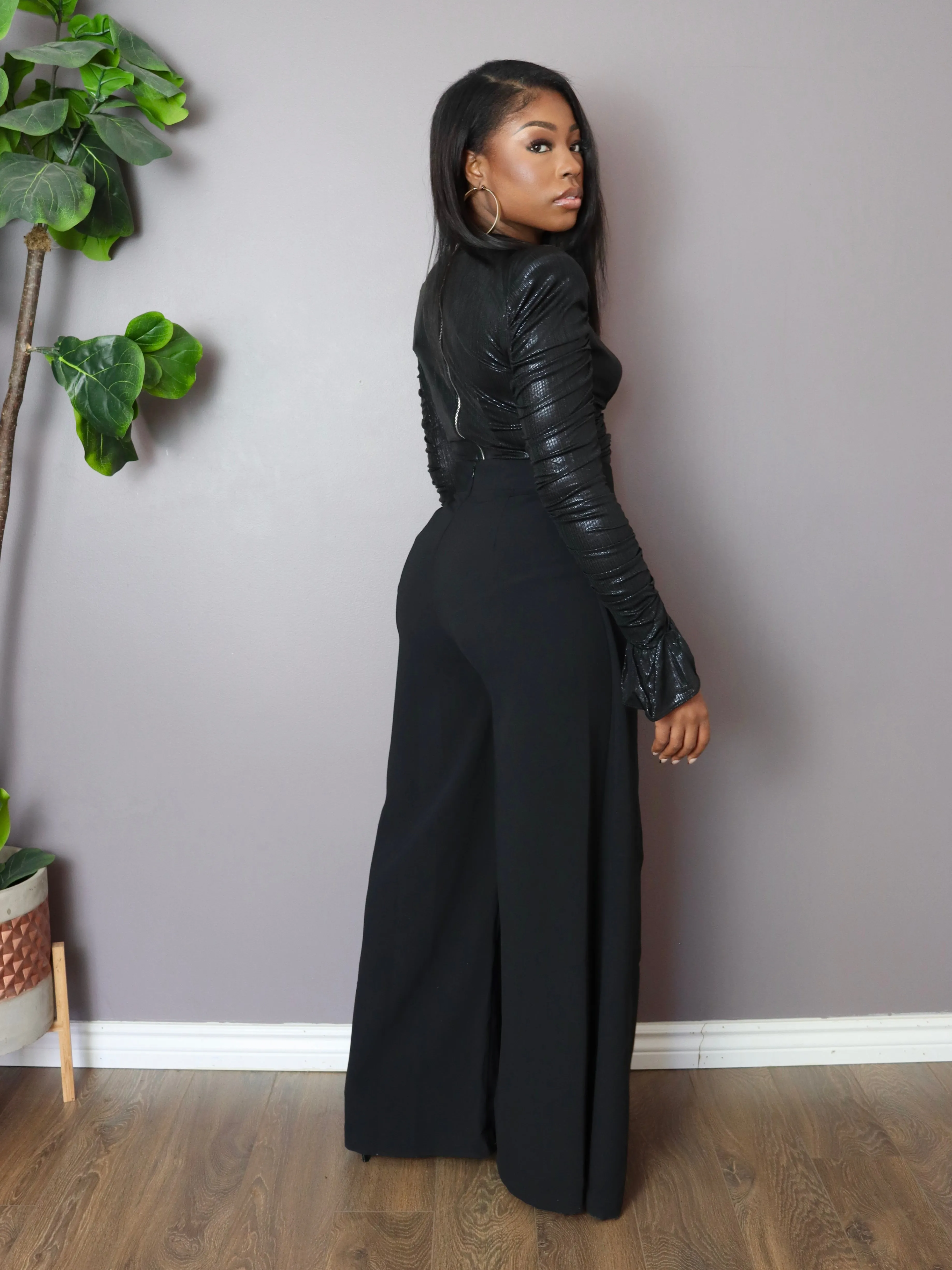 FIRST LADY Wide Leg Pleated Pants