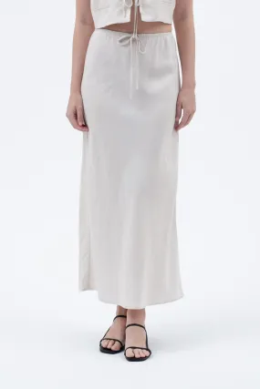 Front Tie Linen Midi Skirt