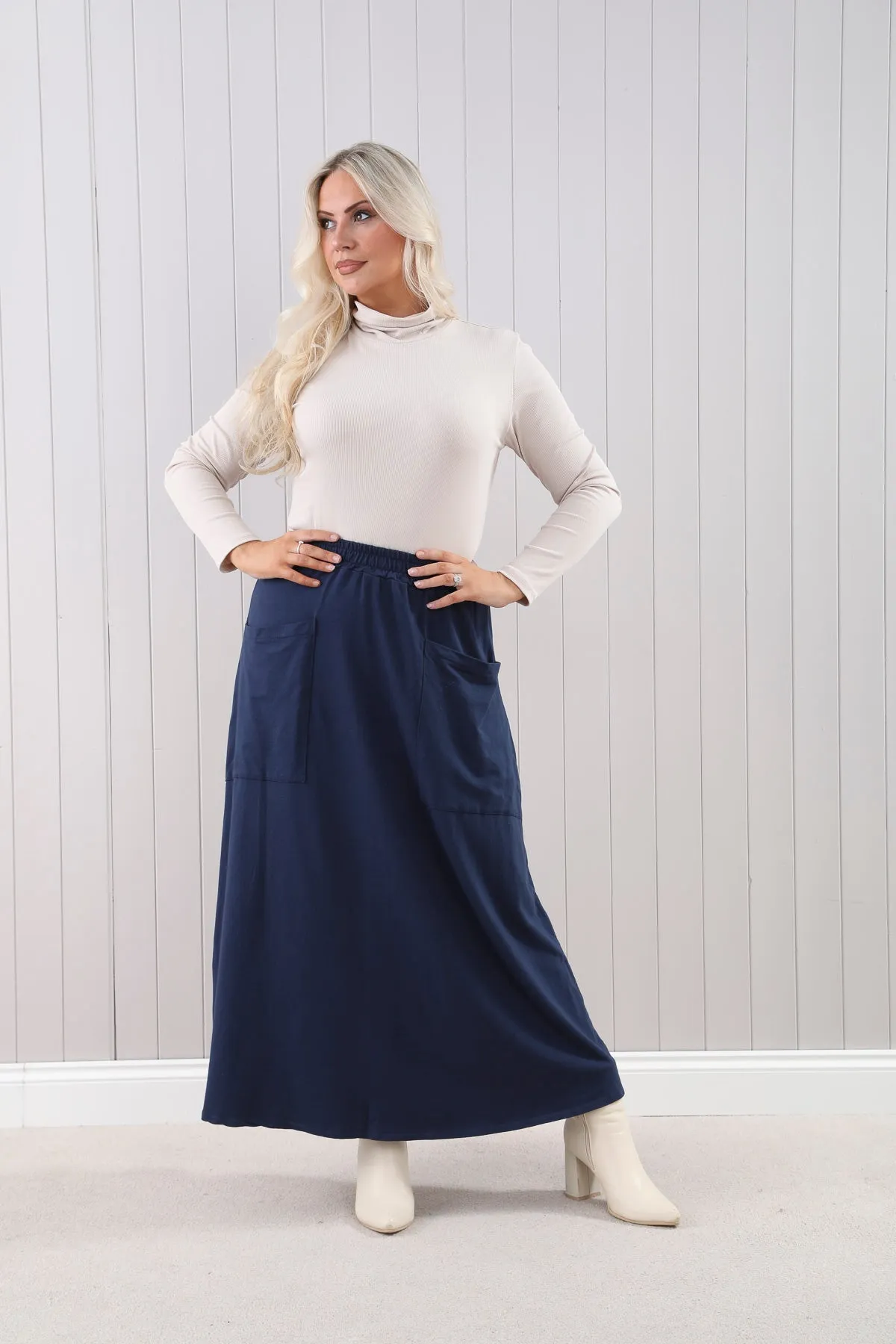 Goose Island 4659 Plain Jersey A-Line Skirt With Pockets (2 Colours)