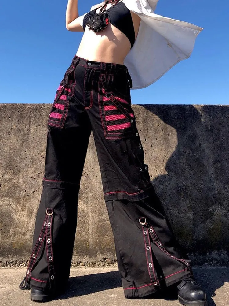 Gothic Wide Leg Pants Punk Style Oversized High Waist