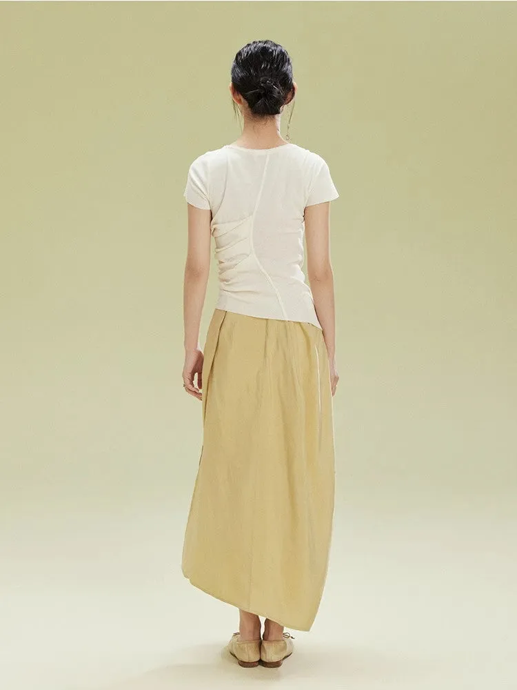 Gradation Nichi Drape Satin Nichi Asymmetry Long-Skirt