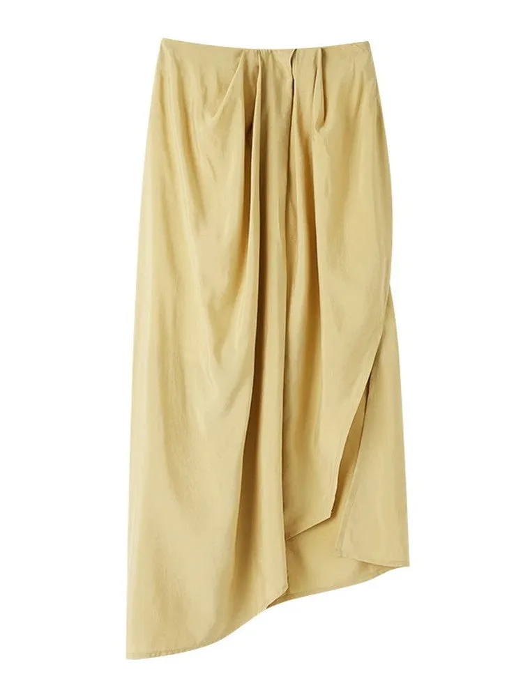 Gradation Nichi Drape Satin Nichi Asymmetry Long-Skirt