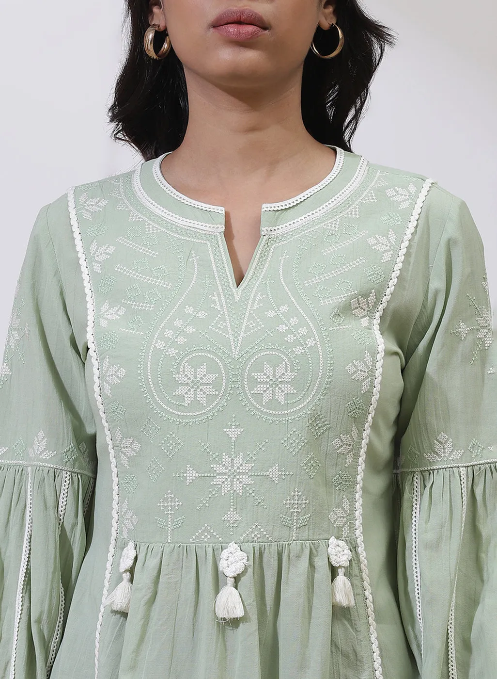 Green Alora Collection Embroidered Tunic