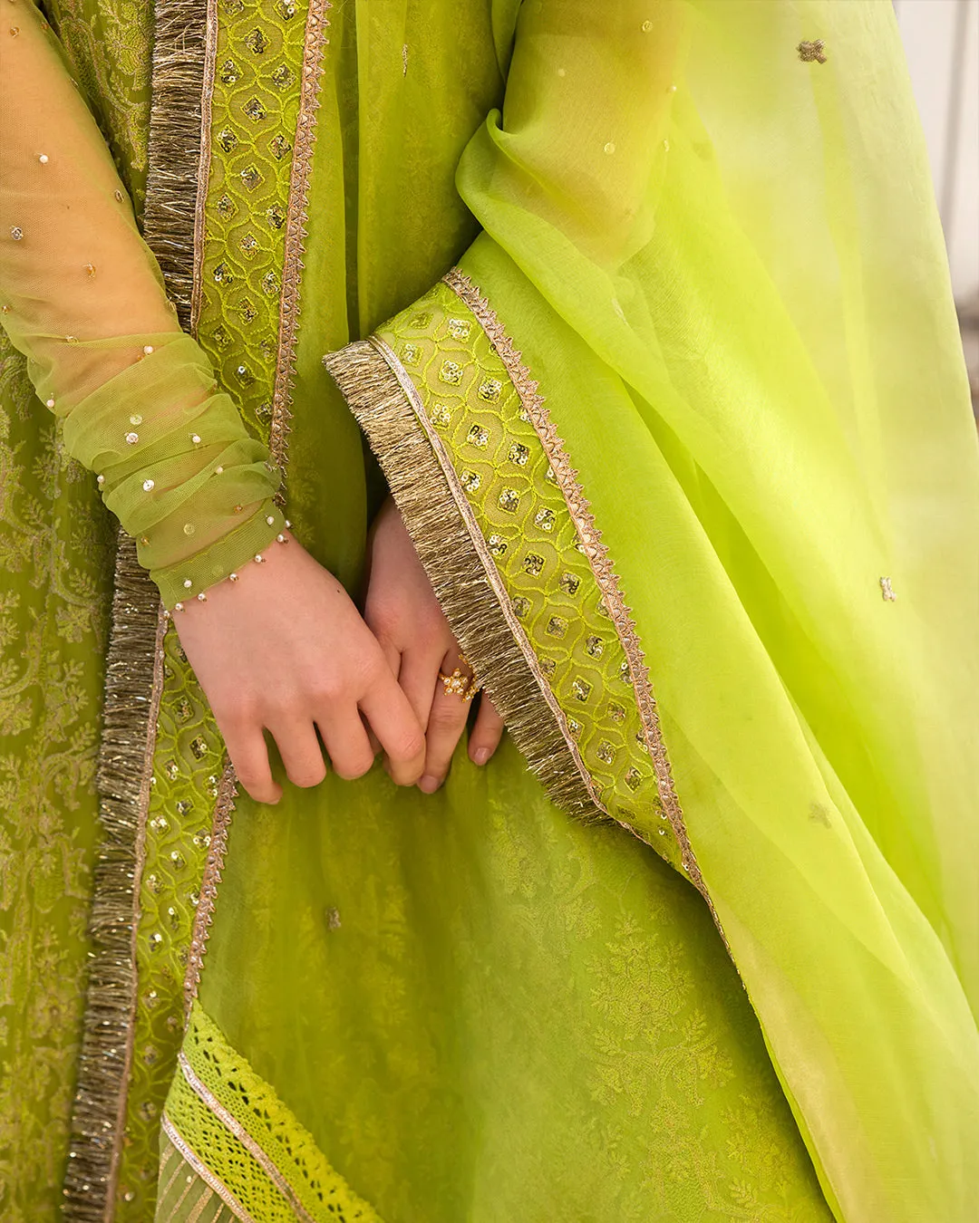 Green Long Frock Salwar for Pakistani Wedding Dresses