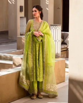 Green Long Frock Salwar for Pakistani Wedding Dresses