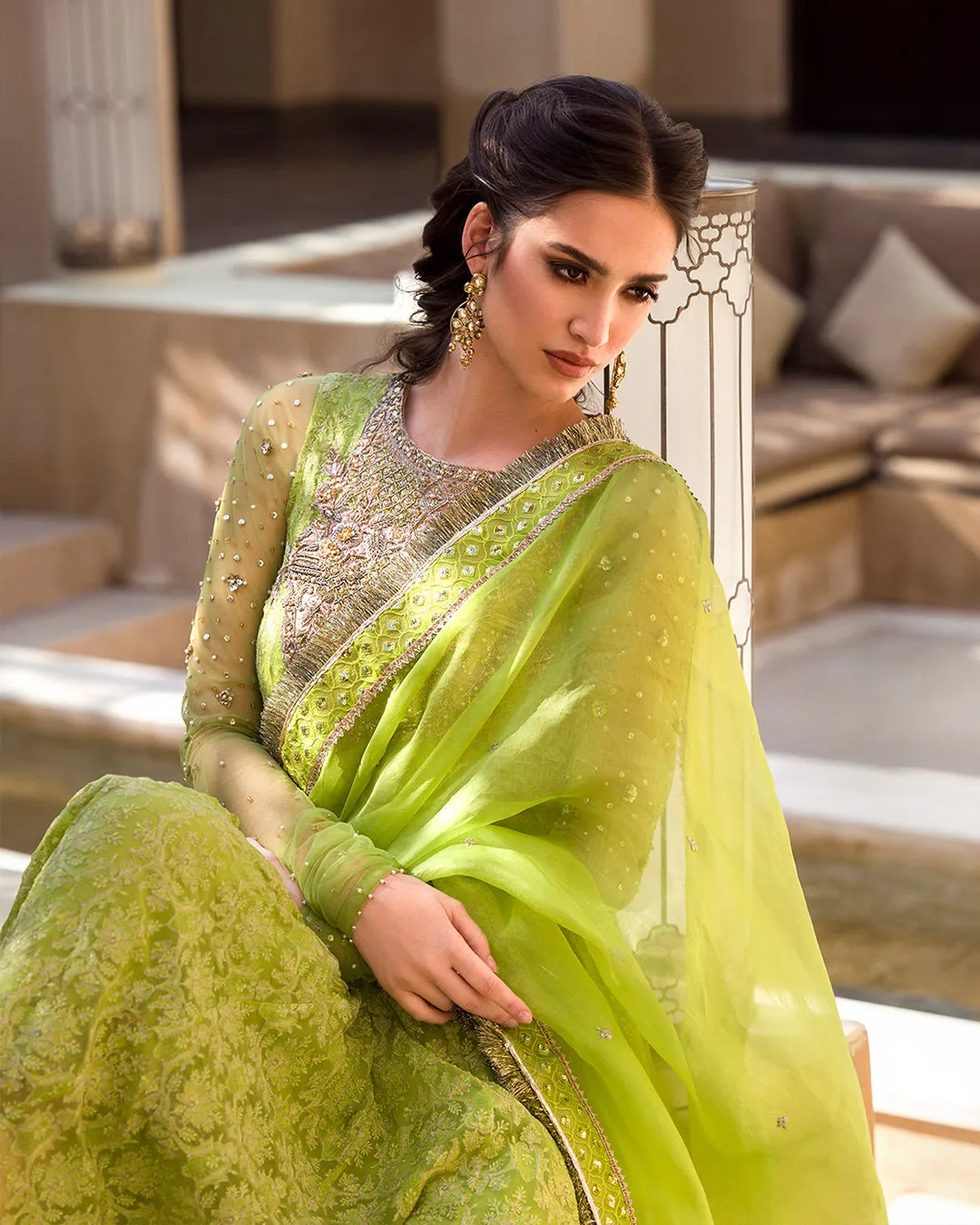 Green Long Frock Salwar for Pakistani Wedding Dresses