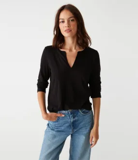 Hailie Rib Mixed Top | Black