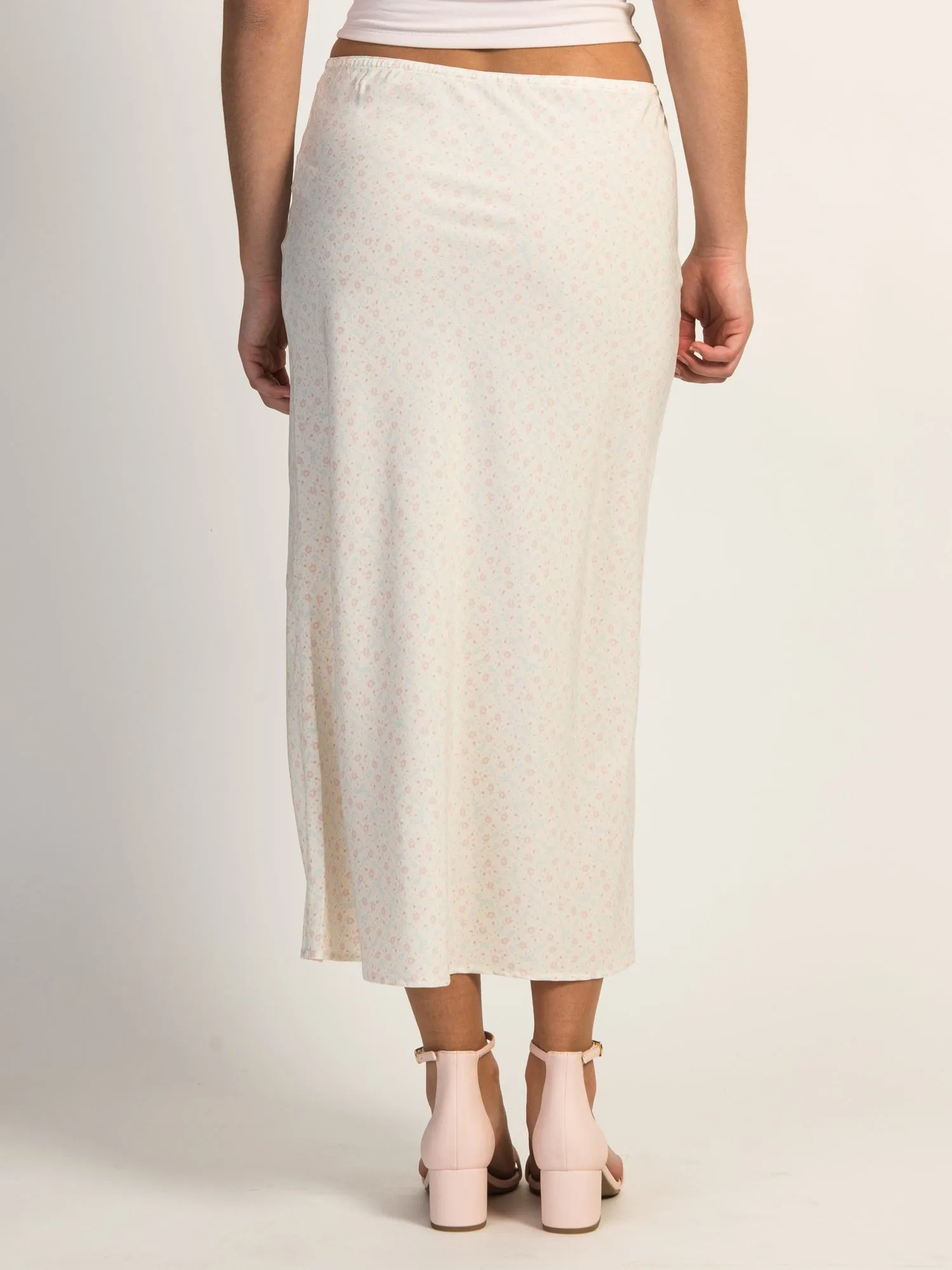 HARLOW MIDI SLIT SKIRT - CREAM