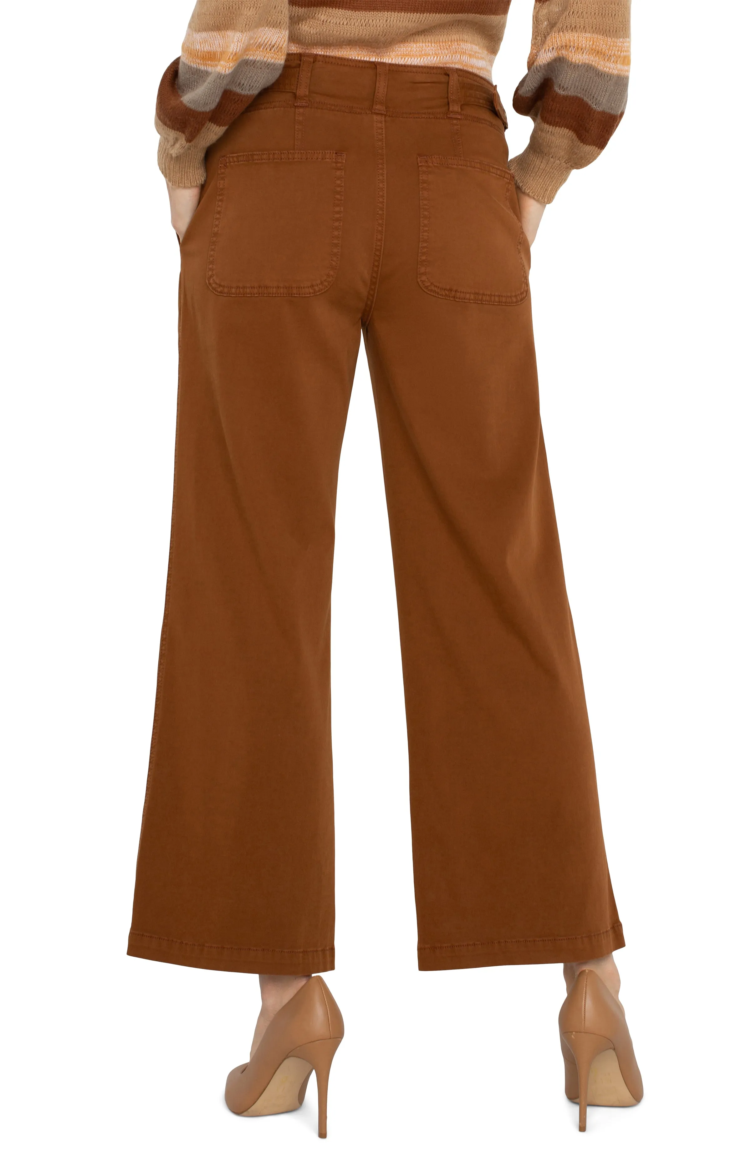 High Rise Cinch Waist Soft Cargo Look Pants