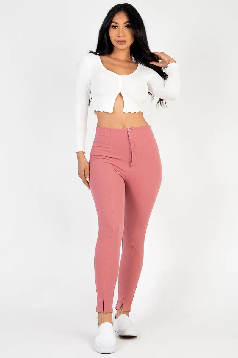 High Waist Slit Hem Skinny Pants (CAPELLA)