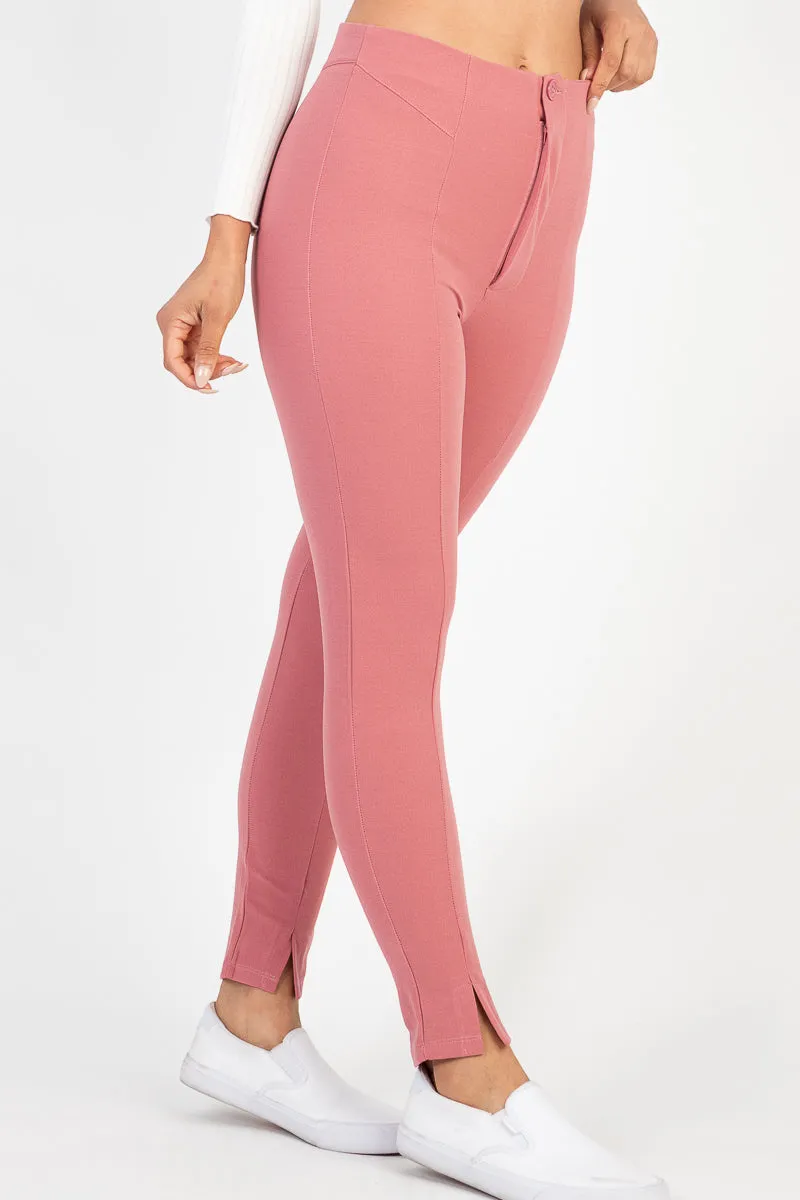 High Waist Slit Hem Skinny Pants (CAPELLA)