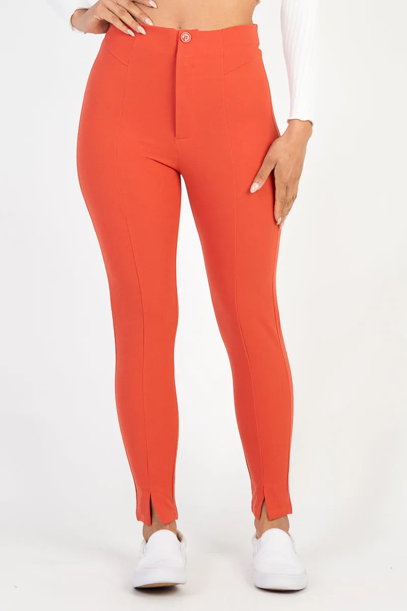 High Waist Slit Hem Skinny Pants (CAPELLA)