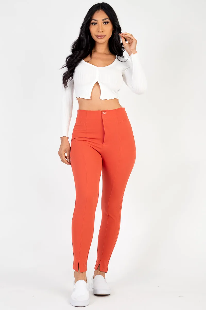 High Waist Slit Hem Skinny Pants (CAPELLA)