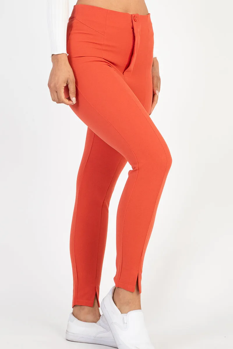 High Waist Slit Hem Skinny Pants (CAPELLA)