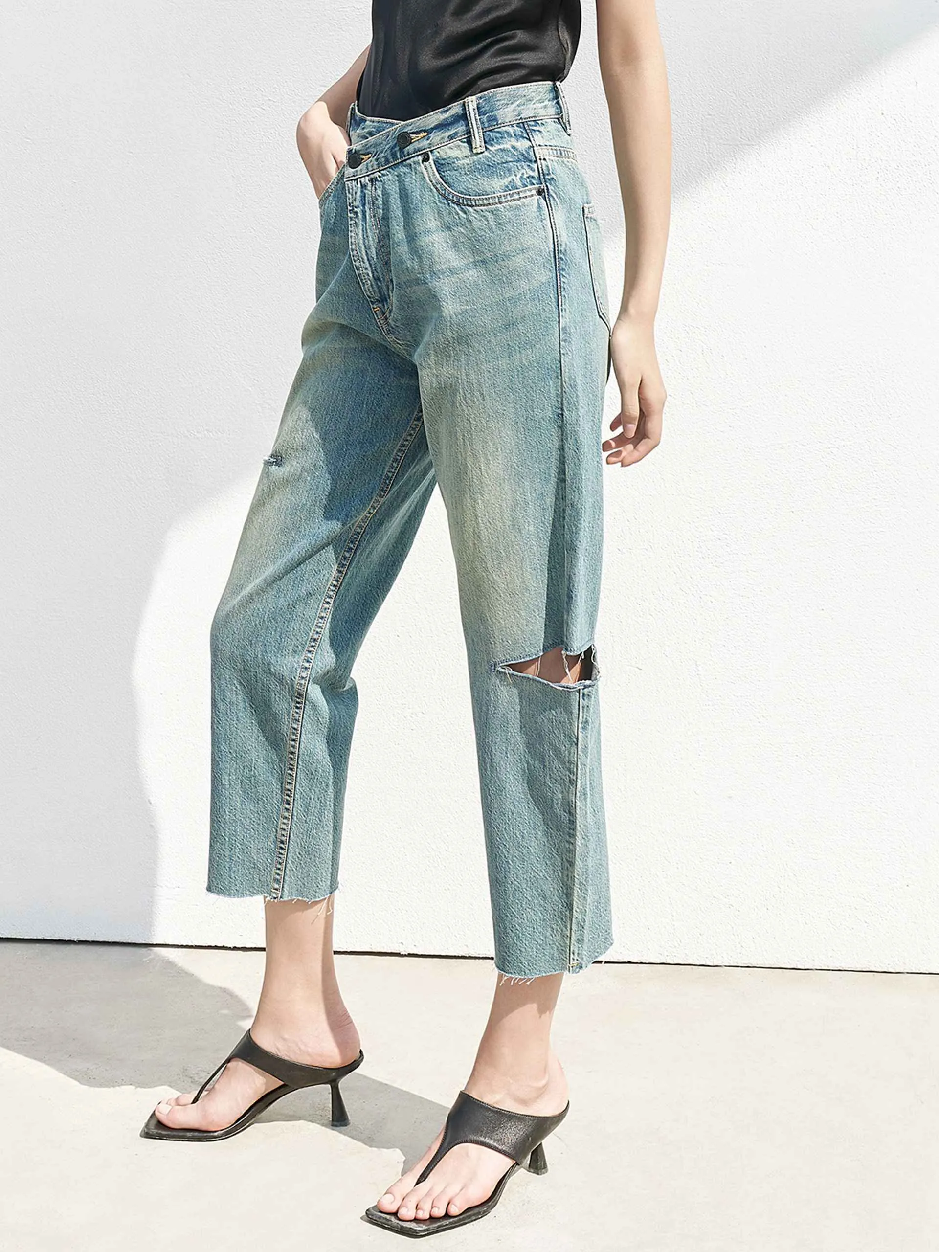 HOT SALE Cotton Cut-out Jeans