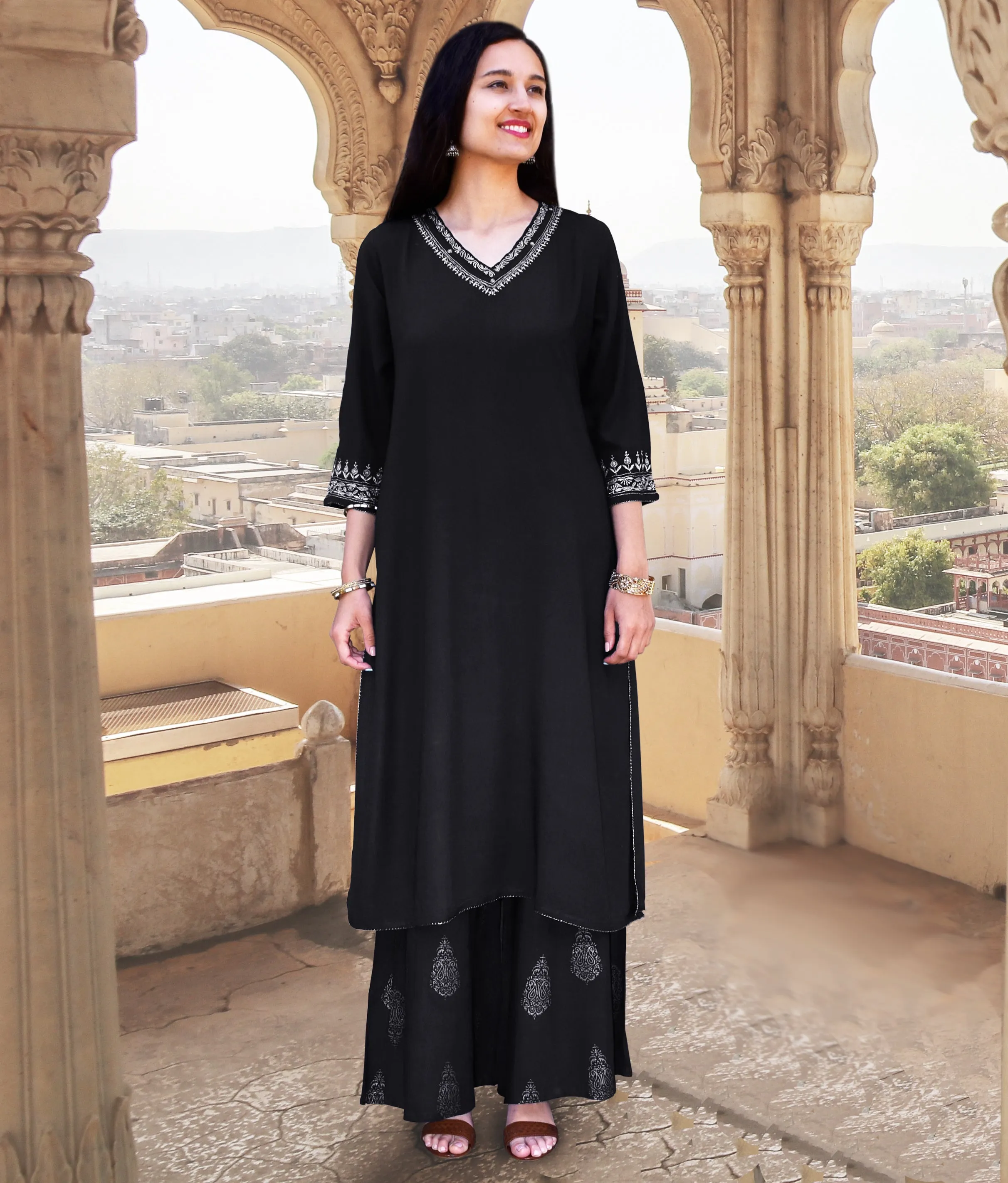 Indu Zari Hand Embroidered Festive Kurta Tunic , Suit Set ( Made To Order )