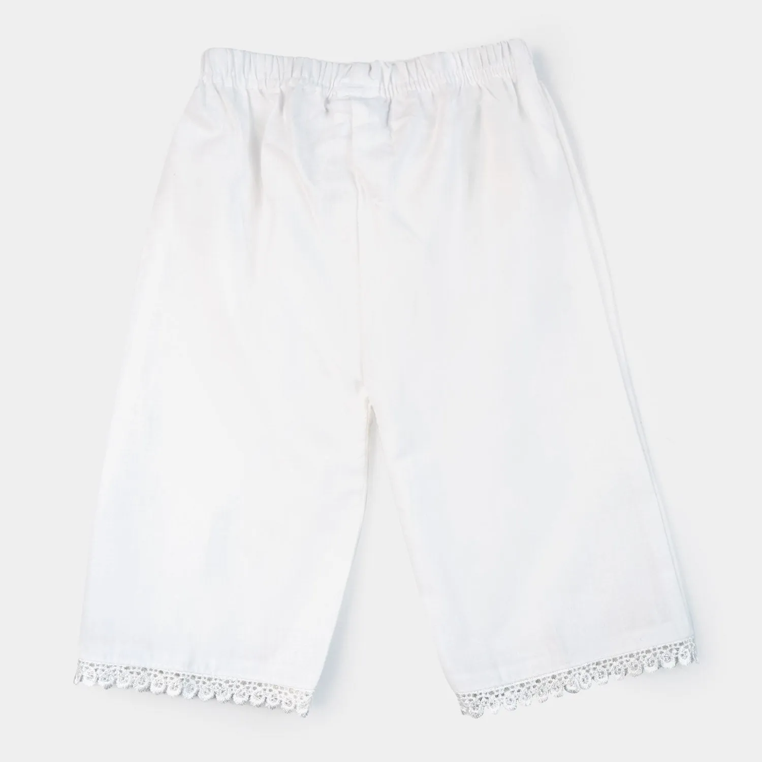 Infant Girls Cotton Culotte With Lace - White