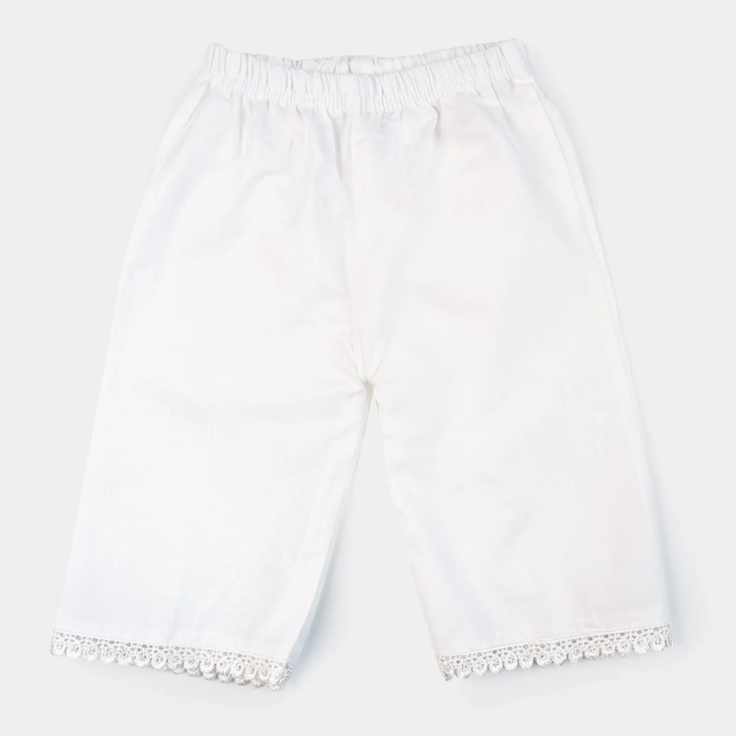 Infant Girls Cotton Culotte With Lace - White