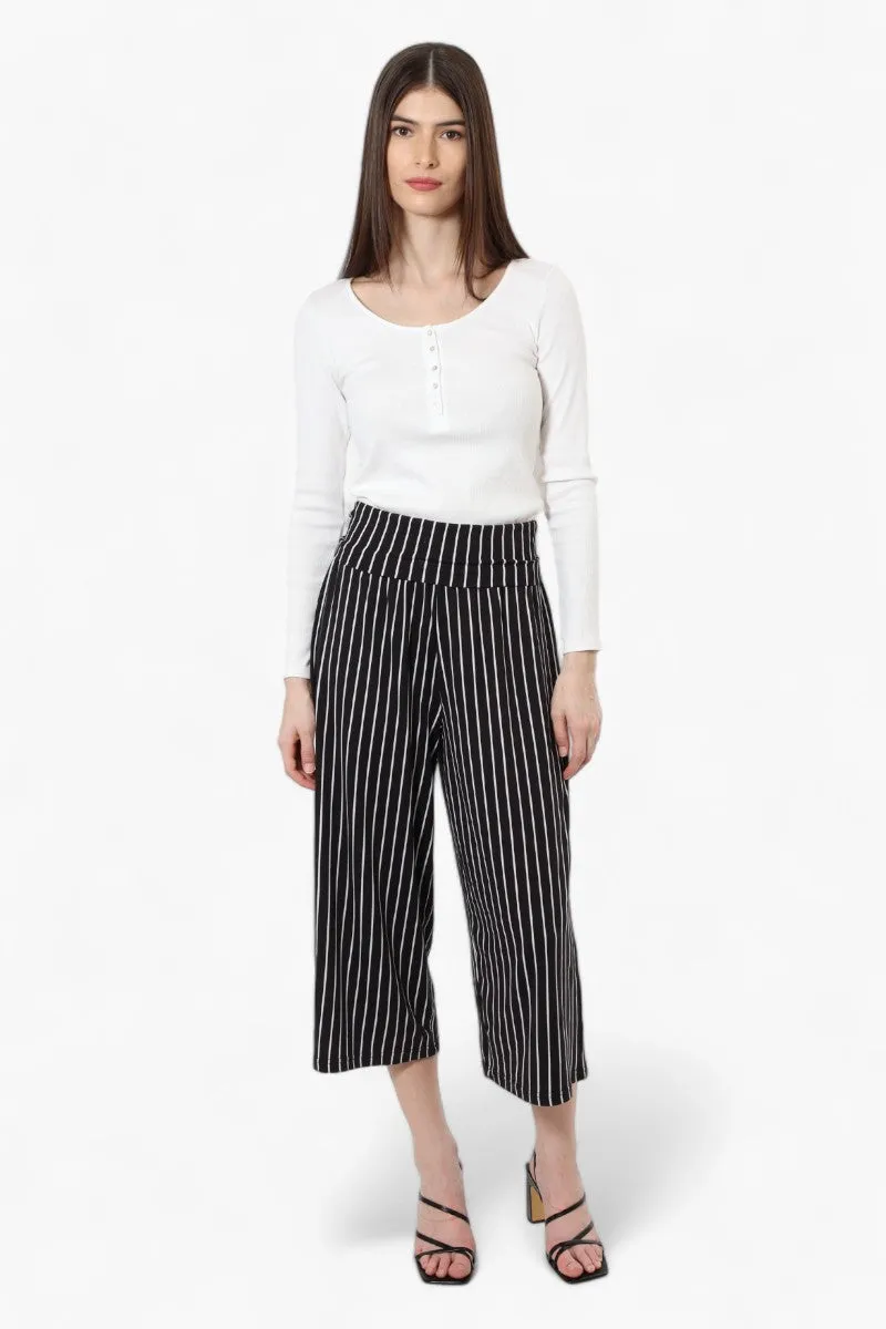 International INC Company Striped Culottes Pants - Black