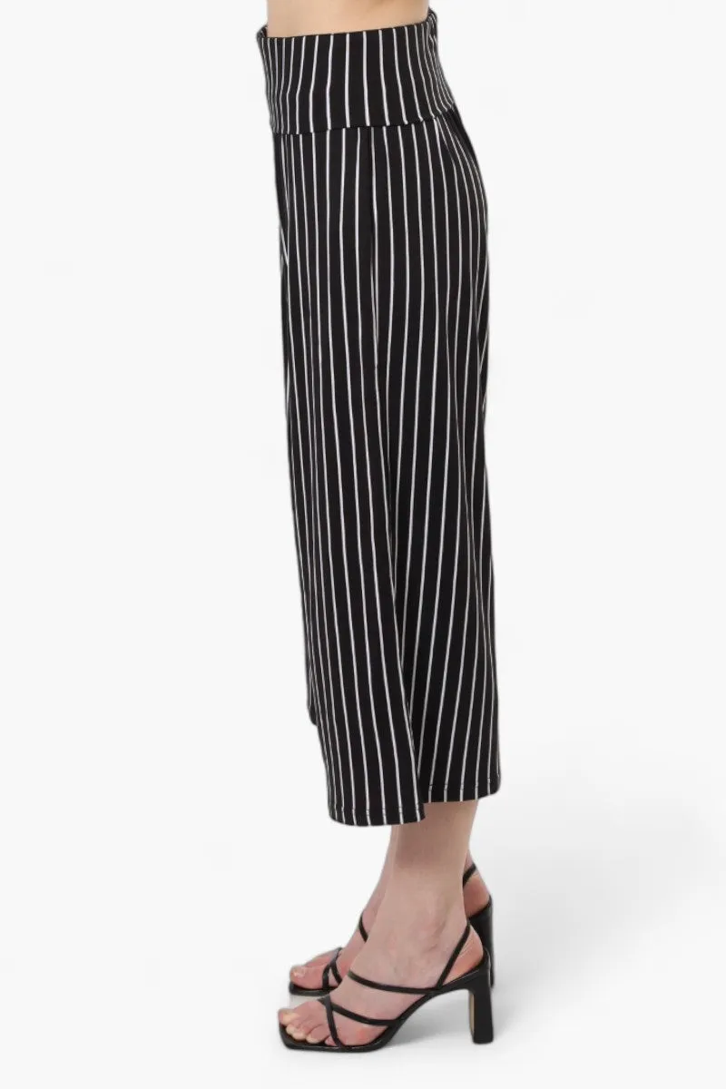 International INC Company Striped Culottes Pants - Black