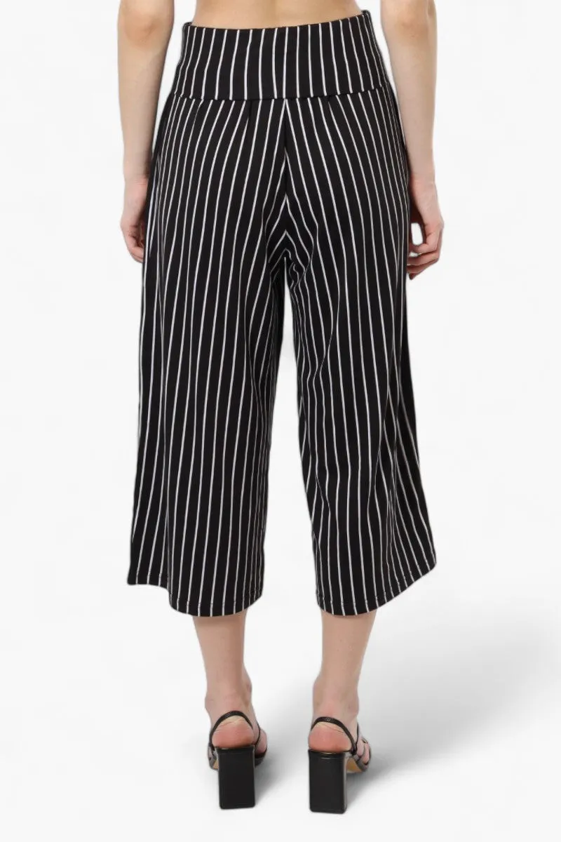 International INC Company Striped Culottes Pants - Black