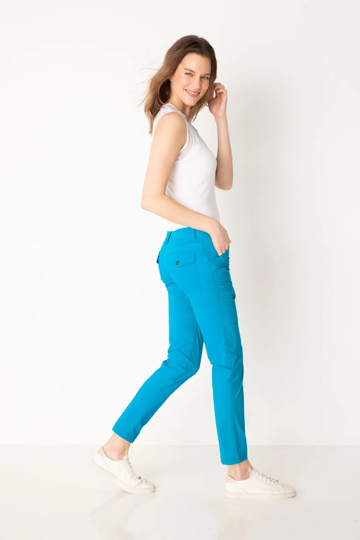 Kate Cargo Pant in Color Pop Teal