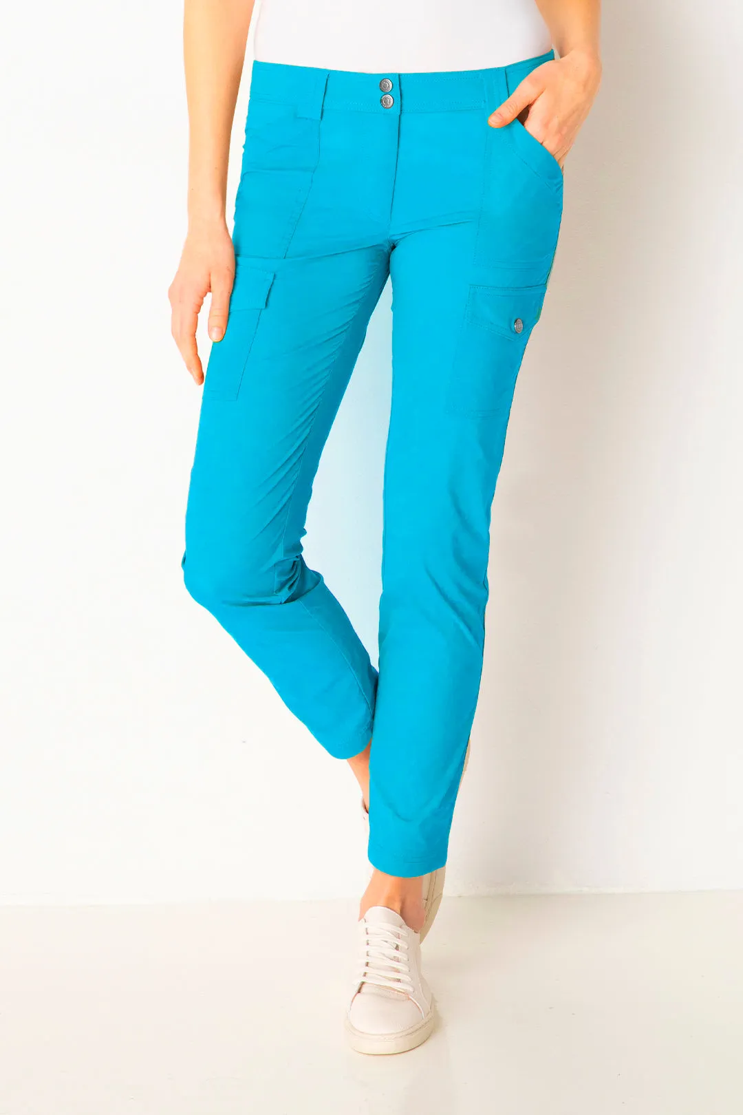 Kate Cargo Pant in Color Pop Teal