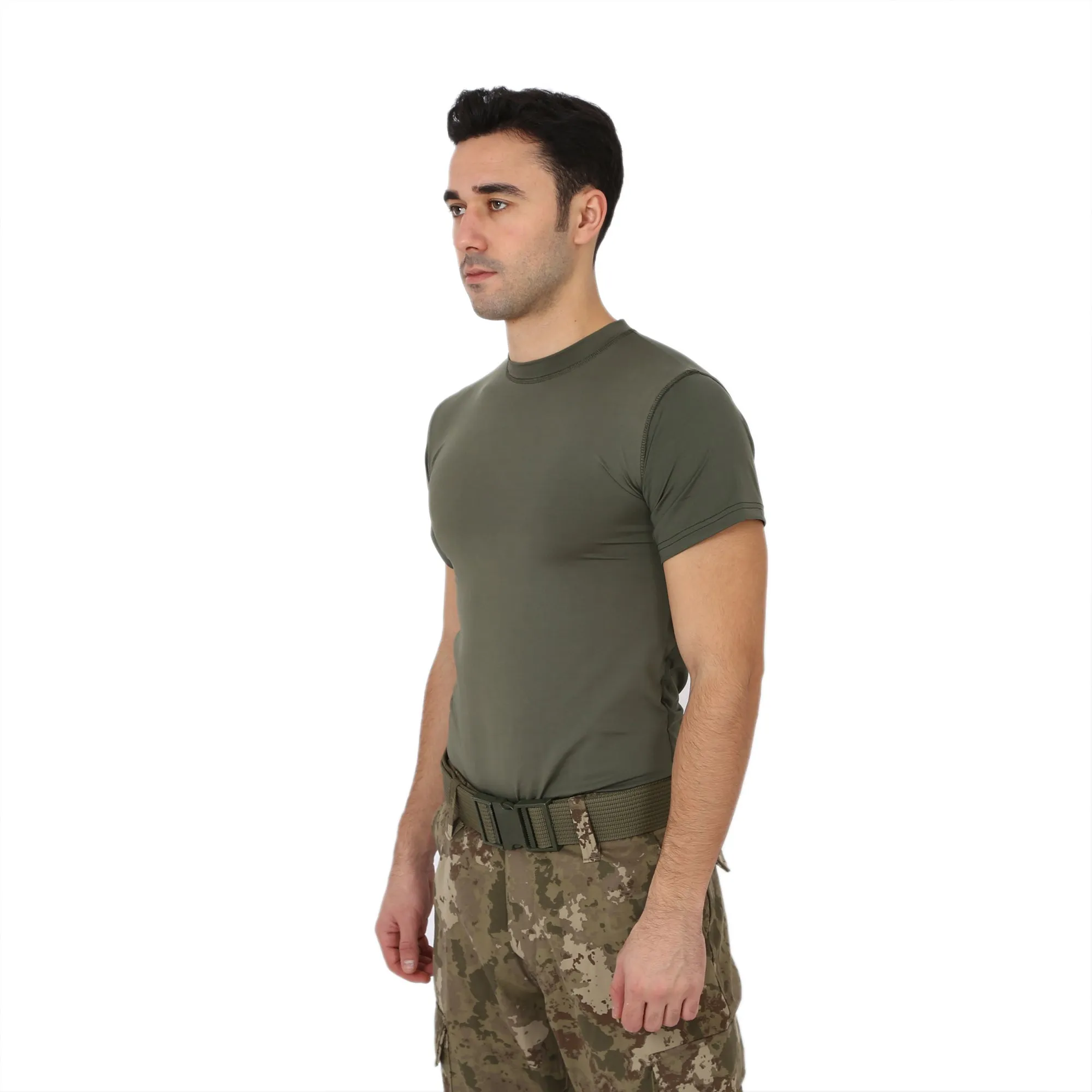 Khaki Short Sleeve Sport Thermal Microfiber T-shirt