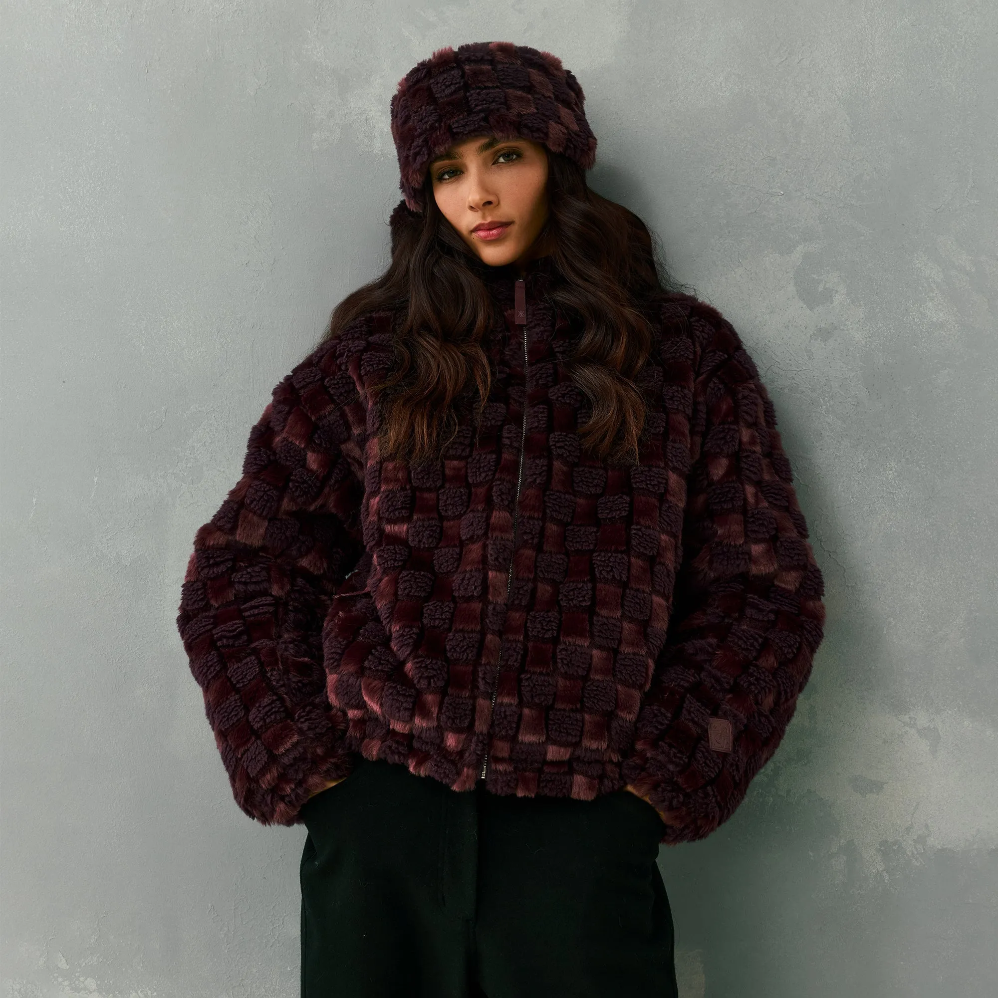 Kith Women Toshi Checked Teddy Bomber - Magma