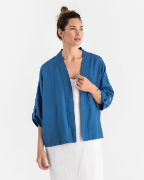 Linen kimono jacket BANOS in Cobalt blue