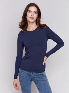 Long Sleeve Super Stretch Top - Navy