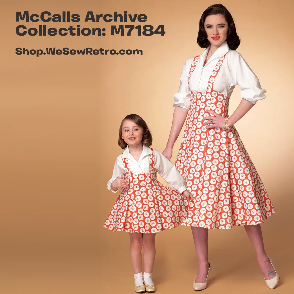 M7184 Mommy & Me 1950s Dress Pattern - McCalls 7184 Sewing Pattern