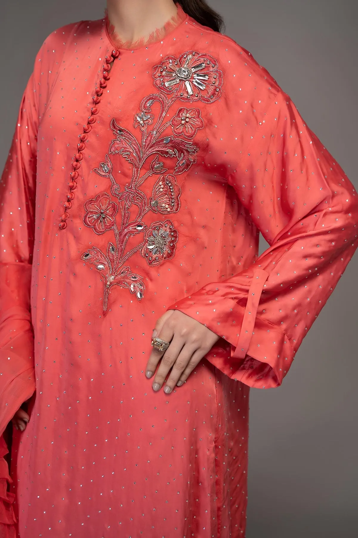 Maria B Peach Pakistani Kameez Salwar Suit Elegant Party Dress