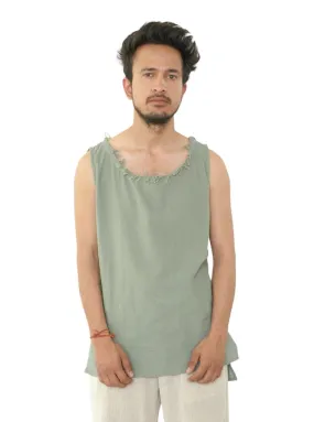 Men's Organic Cotton Sleeveless Shirt in Green Sage