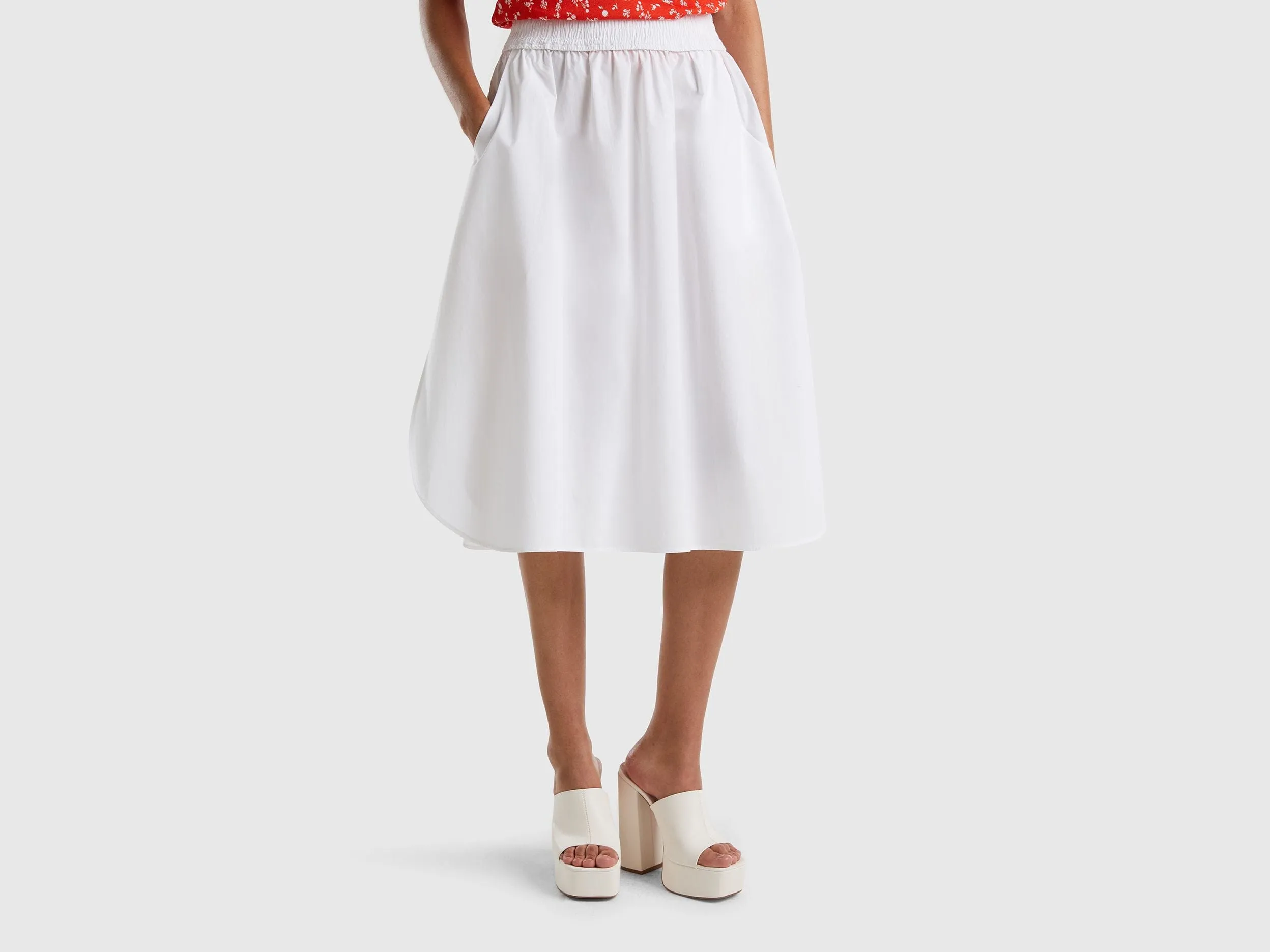 Midi skirt in 100% cotton