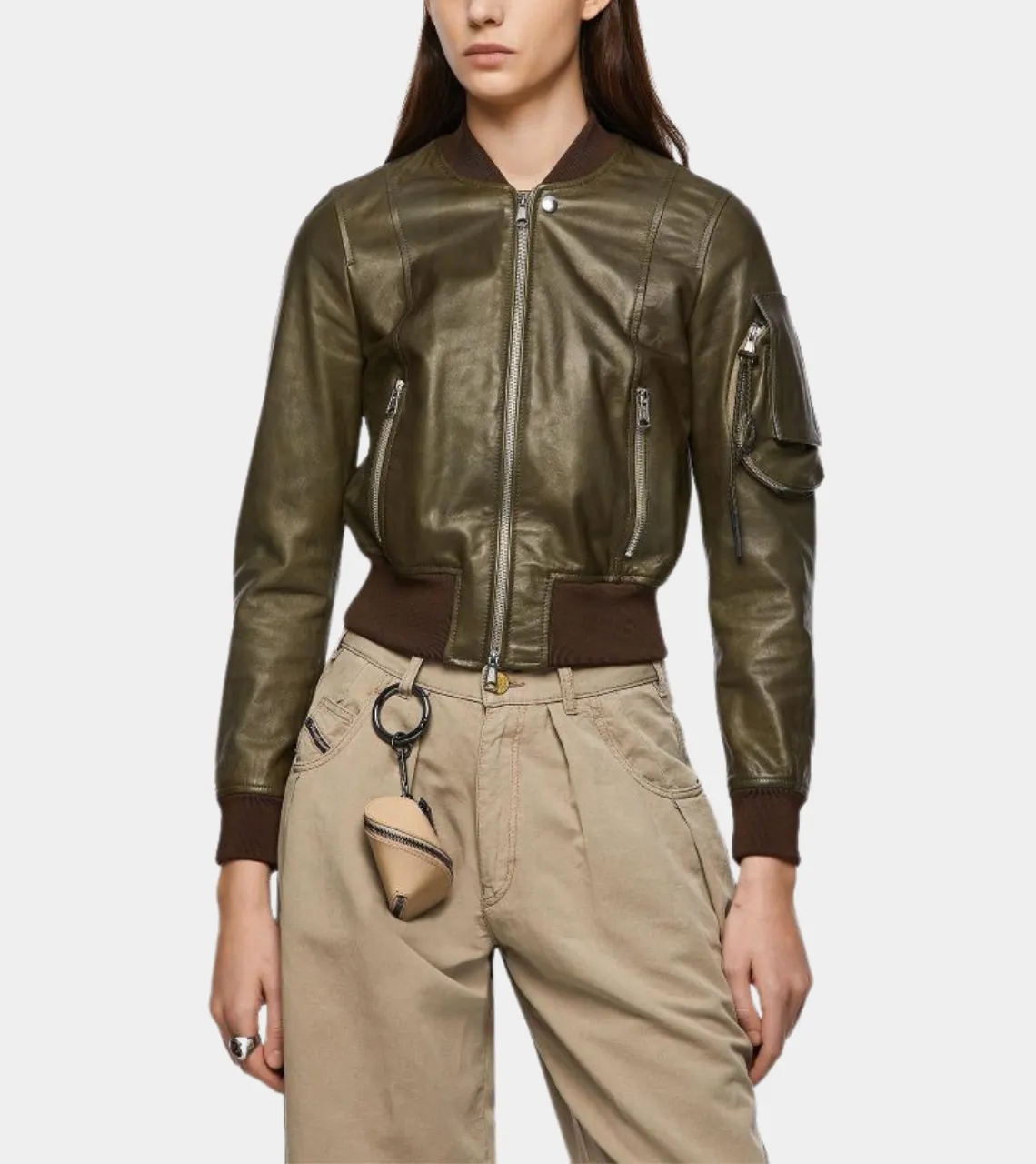 Minimalistic Women’s Leather Bomber Jacket