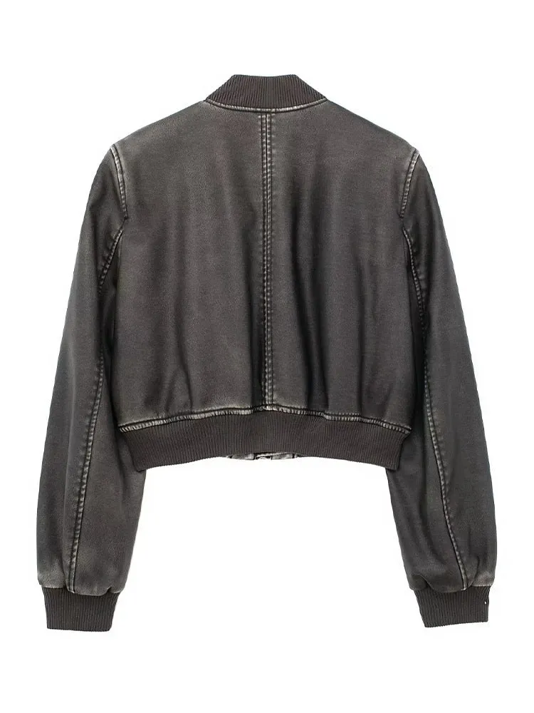 Miriam Vintage Leather Bomber Jacket