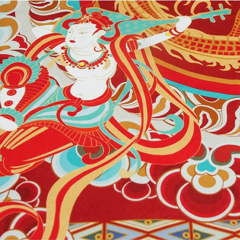 Mulberry Silk 16 Momme Dunhuang Deer Silk Scarf 90x90cm