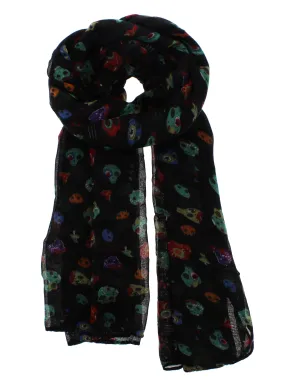 Multicolour Crazy Skull Print Scarf