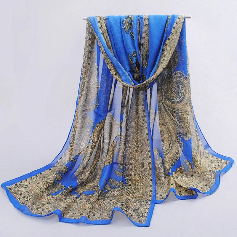 National new summer scarf South Korea female Silk scarves Hand-painted long Print flower Autumn winter Belts Pashmina