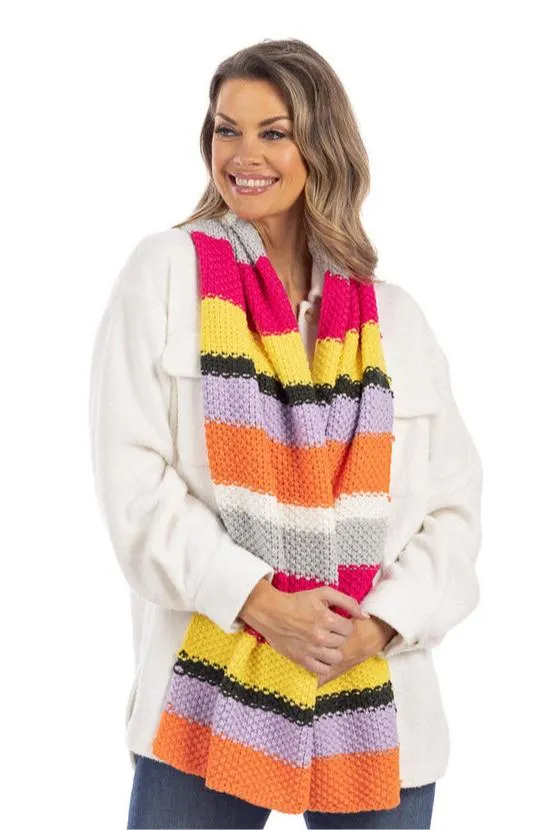 Neon Stripes Women's Crochet Scarf