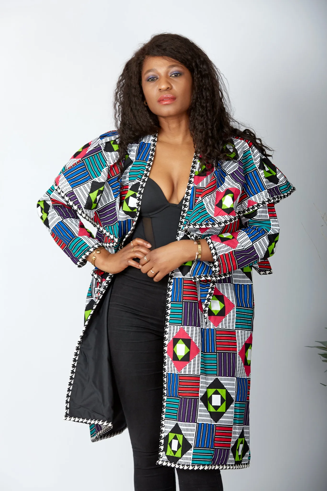 New In Ruffle Sleeve African Print Midi Jacket - Habib